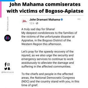 John Dramani Mahama commiserates with victims